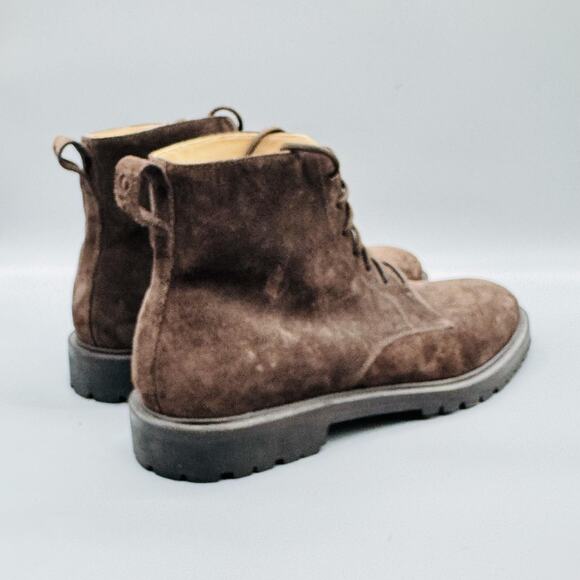KOIO Boots Mens 12 Brown Suede Bergamo Combat Lug Sole Ankle Lace Up Rubber Sole - Picture 7 of 10